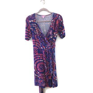 LILLY PULITZER Arina short sleeve blue wrap dress